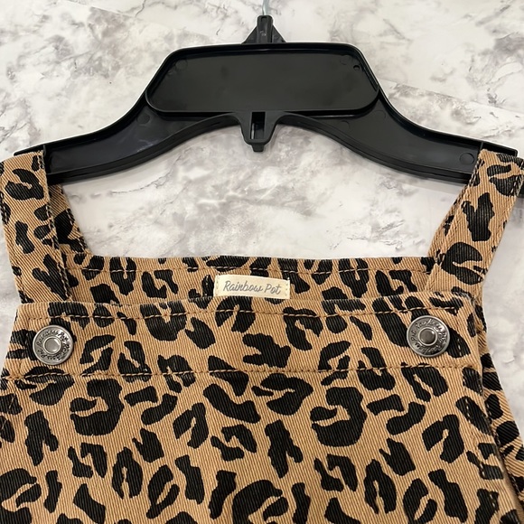 RAINBOW POT Leopard Print Bib Dress Denim Girls Size 5 - Picture 6 of 10